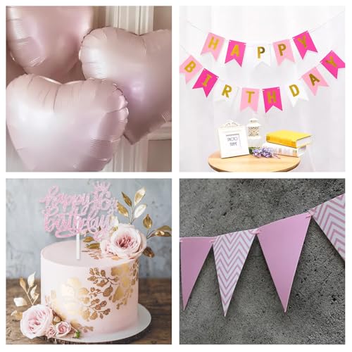 Image of Pink 16th Birthday Decorations for Girls, Sweet 16 Balloon Hot Light Pink White Confetti Balloons Number 1 6 Balloon Heart Happy Birthday Banner Cake Topper for Princess 16 Year Old Bday Party Decor