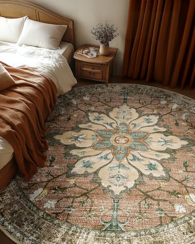 RELEANY Area Rugs 6ft Washable Non-Slip, Floral Vintage...