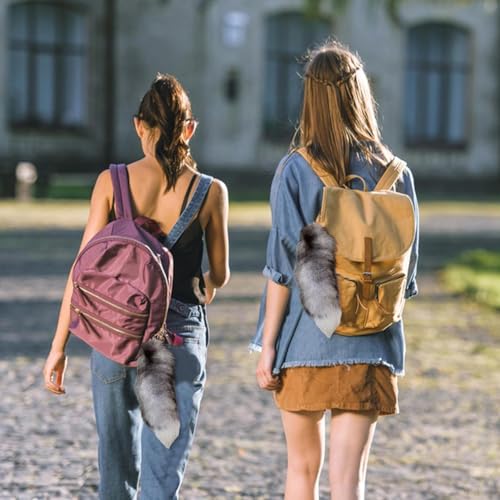 5Pcs Faux Fur Fox Tail Keychain, Furry Animal Tail Charm Pendant for Women Cosplay Accessories4