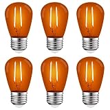 LUXRITE S14 Edison LED Orange Light Bulbs, 0.5W, Colored LED Bulbs (6 Pack)