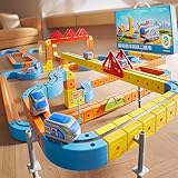 2026 Clickrail Electric Train Set Flexible Race Track, Magic Rail Block, Gravity-Defying 3D Embedded Layouts & Motorized Car, Flexible Race Car Magnetic Track Set Gifts for Boys (156 Stück)