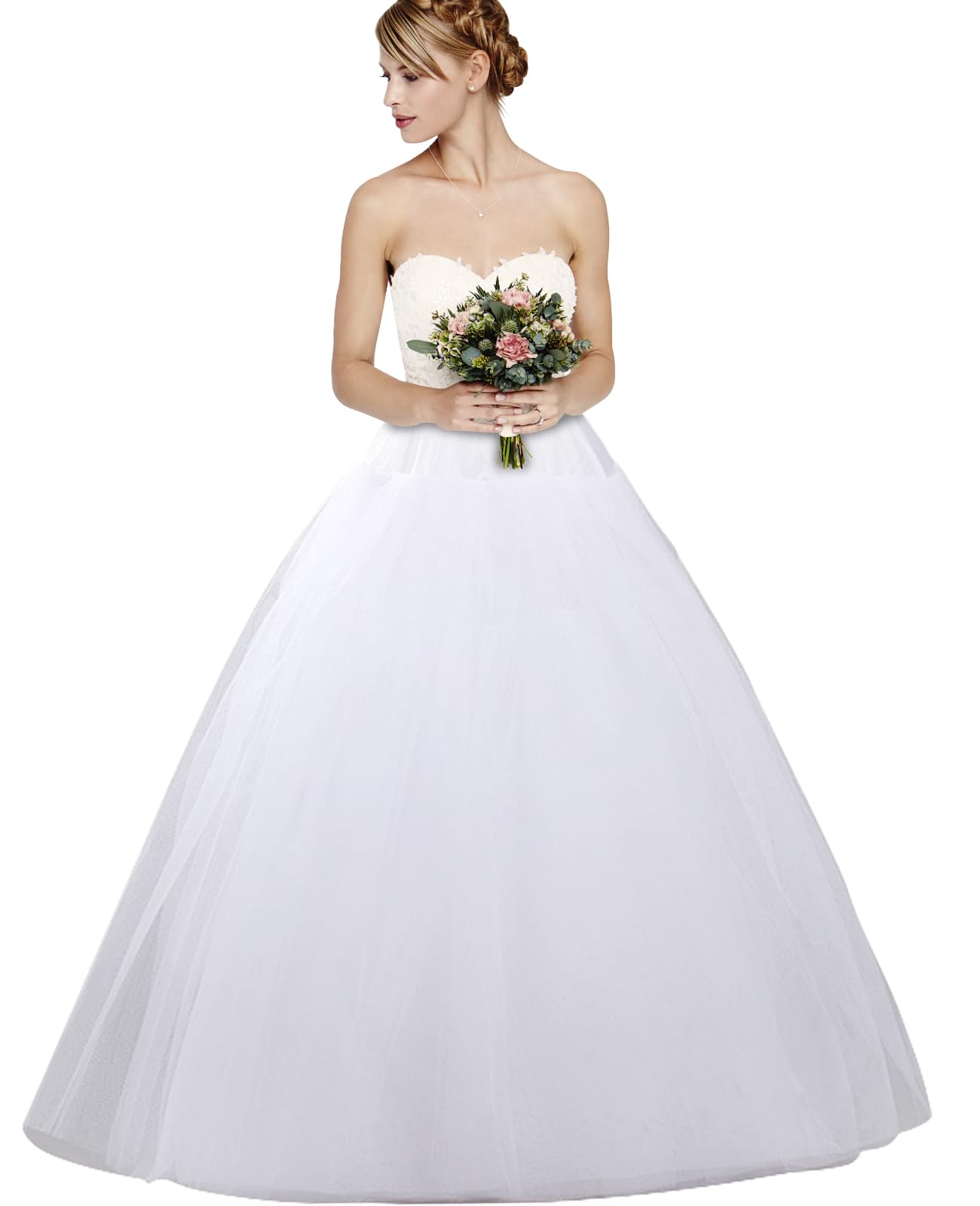 dgdgbaby Hoopless Petticoats Crinoline A-line Slips Underskirt for Bridal Gown Floor Length White, White, One Size