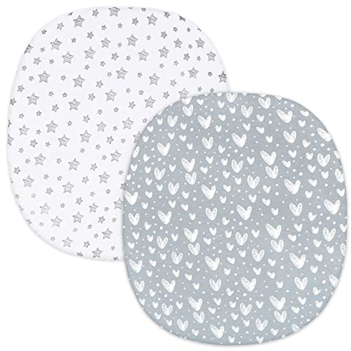 Image of Bassinet Fitted Sheets Compatible with Graco Pack ‘n-Play Dome LX Bassinet(not playard), 2 Pack, 100% Jersey Knit Cotton Sheets, Grey Print for Baby