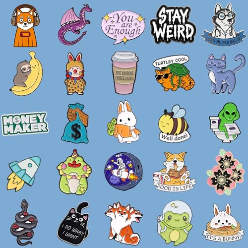 Image of SINCCO 20 /40 /50 PCS Cute Enamel Pins Bulk, Funny Backpack Pins Aesthetic Lapel Badge Pins Set Assorted Enamel Brooch Pins for Backpacks, Hats, Bags, Landyards