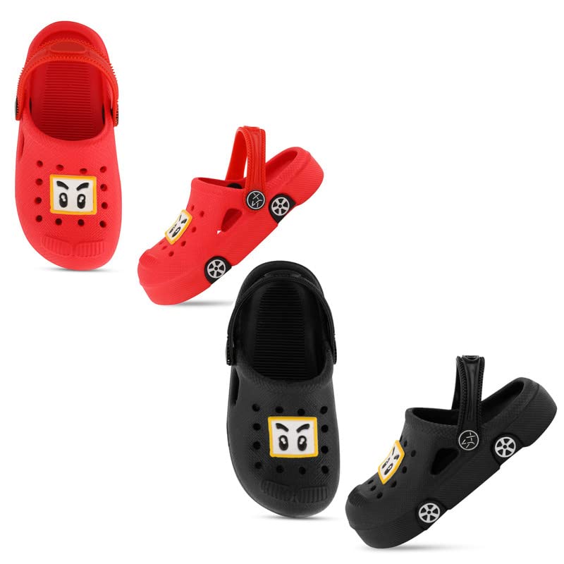 Image of SMARTOTS Pack of 2 Car Design Kids Clogs for Daily Use, Kids Eva Sandals for Boys and Girls with Adjustable Sling Back Strap