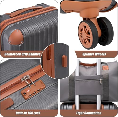 Image of Cosbarn Carry On Luggage Sets 3 Piece, 20 Inch Luggage 22x14x9 Airline Approved with Wheels and TSA Lock, ABS Lightweight Hardshell Travel Suitcase Set with Duffel Bag Travel Bag for Men Women
