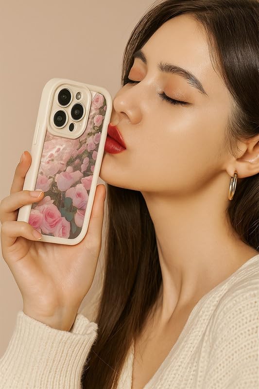 Image of COVERLY White Rose Back Case Cover for iPhone 12 Pro | Hot Pastel Pink Buds Floral Cute Design | Camera Lens Protection | Soft TPU Silicone Fashion Aesthetic Cover for Girls & Women (Multi,Shockproof)