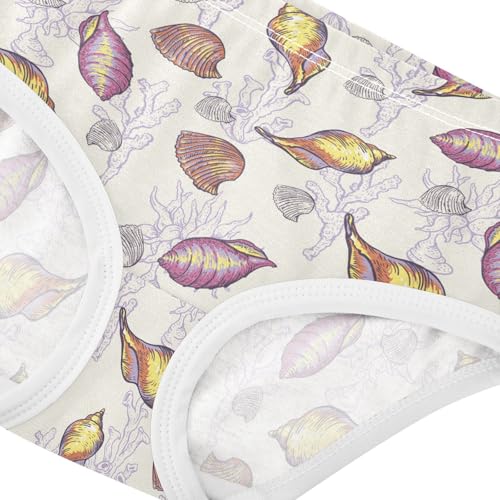 Girls' Underwear Colorful Vintage Conch Cotton Stretch Comfort Toddler Panties4