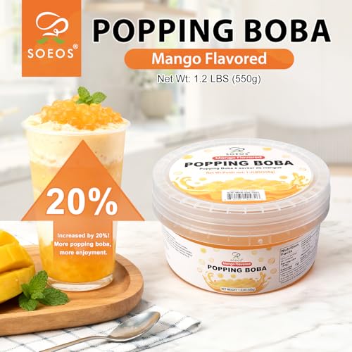 Image of Soeos Mango Popping Boba Pearls, 550g(1.2 lbs)