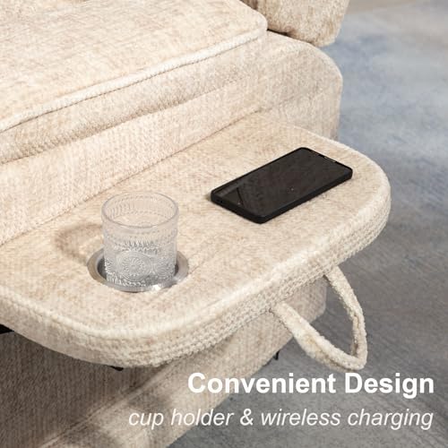 Image of Large Power Lift Recliner Chair for Adults Elderly, Dual Motor Electric Recliner 400LBS, Lay Flat Recliners with Folding Tablet, Wireless Charging, Extended Footrest, USB Ports