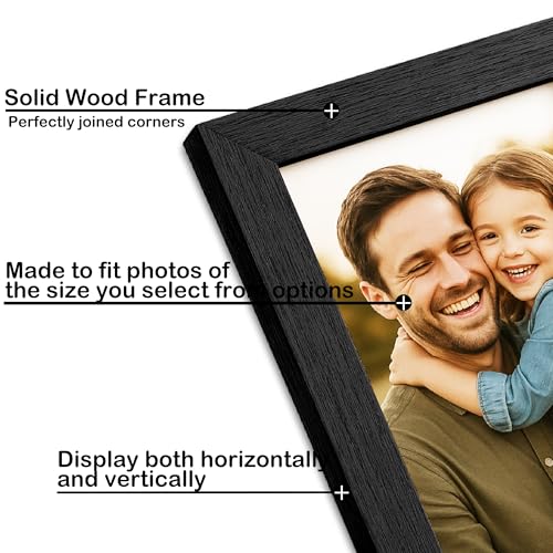 Image of A3 Size Photo Frame | Elegant Black Frames For Wall Decor | Decorative Wall Frame For Home | Premium Wooden Frame | Vintage Photo Frame (11.7x16.5 inch, Black)