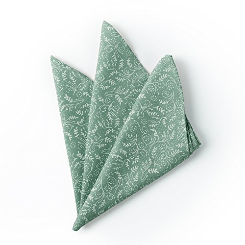Jacob Alexander Matching Men's Floral Slim Neck Tie And Hanky - Dusty Sage #TOP2