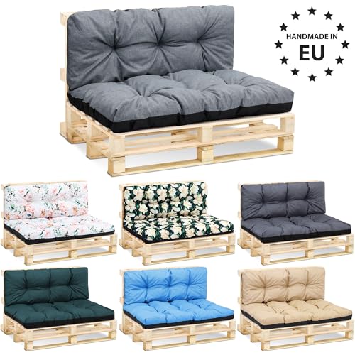 Amazinggirl Palettenkissen Outdoor Kissen Sitzkissen 120x80 cm - Auflagen für Paletten Europaletten Palettensofa und Palettenmöbel Palettenpolster Outdoorkissen Gartenkissen Grau B