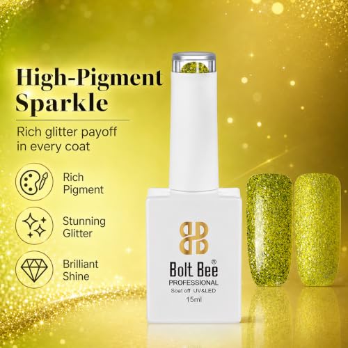 Image of BOLT BEE 15ML Gel Nail Polish 1Pc Clear Pink Glitter Nail Polish Soak Off UV LED Nail Gel Polish Nail Art Starter Manicure Salon DIY at Home, 0.5 OZ (1) (72)
