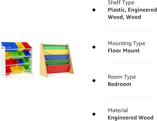 Miniatura 8 de Humble Crew, BlancoPrimary - Organizador de almacenamiento de juguetes para niños con 12 cubos de plástico y madera naturalestante de almacenamiento