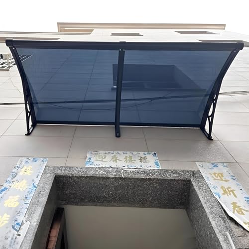 Marquesina de Puerta Toldos para Ventanas con Panel Gris y Drenaje, Parasol Exterior Marquesina para Puertas De Jardín Camping Cafeterías Fácil Instalación(120x360cm/47.2x141.7in)