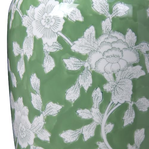 Andaliz Spring Floral Ceramic Vase, Green and White Chinoiserie Vase with Hand-Painted Peony Design, 14 Inch Tall Decorative Vase for Home Decor, Table Centerpiece by Andaliz - Used condition - Image 8