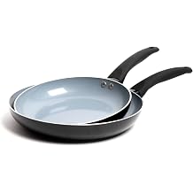 MasterClass Ceramic Non-Stick Eco Frypan Set, Includes 2 Frying Pans Sized 24cm and 28cm