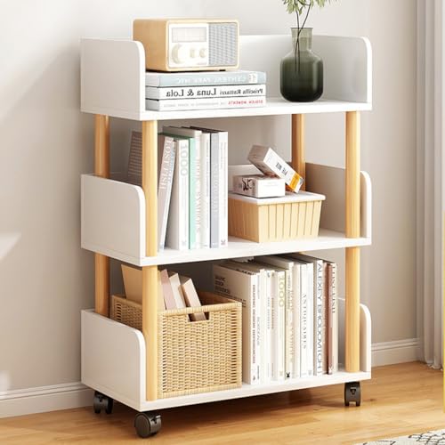 Étagère mobile en bois véritable, petit meuble de rangement robuste et design