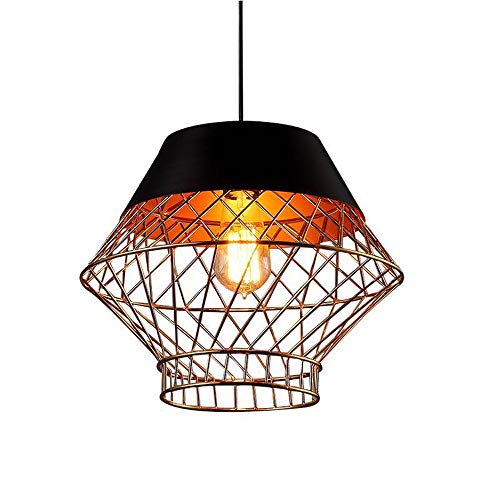 Lampe suspendue vintage cage métallique noire abat-jour panier métal