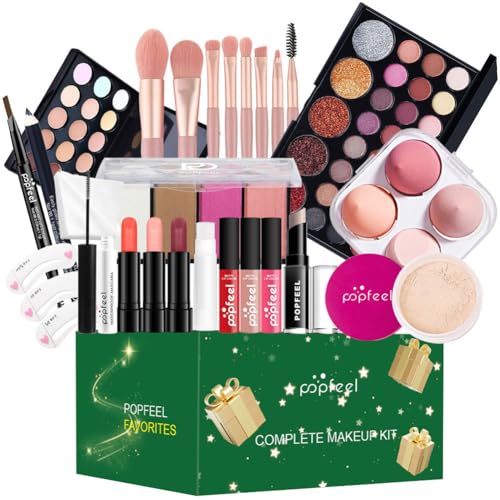Beginner Makeup Kits Makeup Present Set Multipurpose Womens All In One Makeup Sets Blush Eyeshadow Palette Eyebrow Pen Mascara Eyeliner Lipstick Easy To Carry Gift Set For Lady Wife Girls