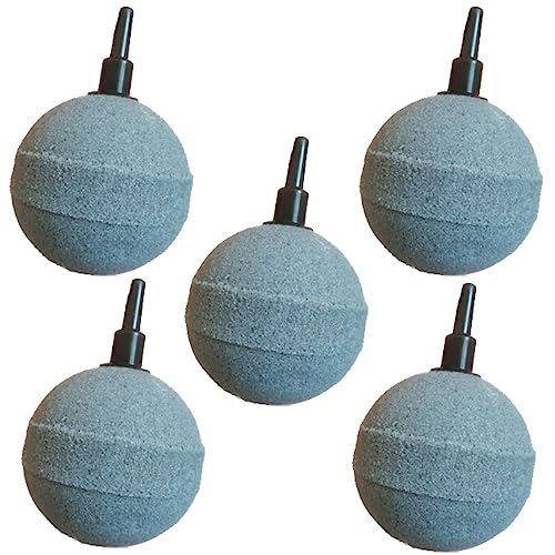 shymie エアー ストーン 球 型 空気 石 水槽 釣り 用 メダカ 金魚 錦鯉 水耕栽培 酸素 バブル 静音 直径 50 mm グレー 5個 セット