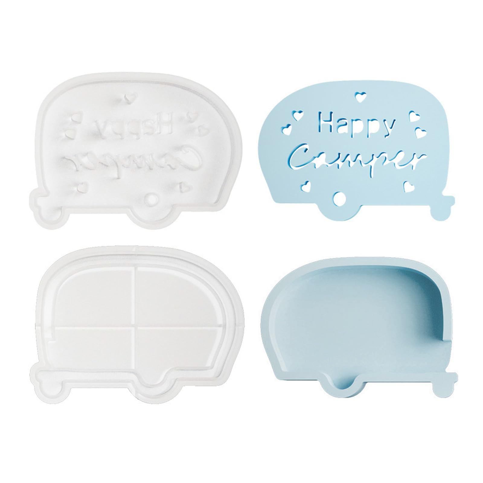 Jazuaiao 2Pcs Toy Bus Silicone Candlestick Molds Hollowed Bus Silicone Holder Molds for Tealight Holder Home Decoration Mold