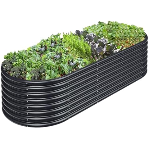 FRIZIONE 8FT(L)×3FT(W)×2FT(H) Raised Garden Bed Outdoor, Raised Garden Beds for Flower, Raised Planter Box Outdoor for Herb, Vegetable-Gray Cover