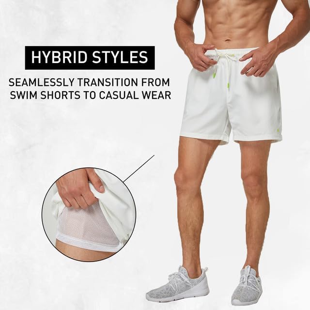 SSLR Mens Swim Trunk 5 Inch Inseam Swim Shorts Men Beach Shorts Slim Fit 2-Pack3