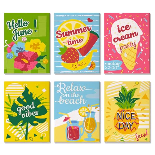 WIKOGDFE Lot de 6 peintures à l'huile par numéros - Kit de peinture à l'huile par numéros - Avec pinceaux et pigment acrylique - Pour adultes, débutants, cadeaux, décoration d'intérieur (C, avec cadre