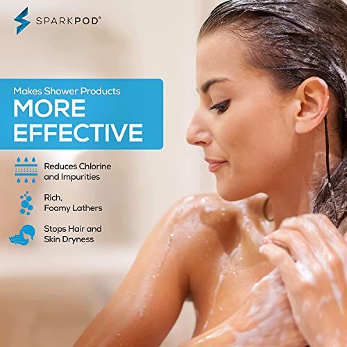 SparkPod High Output Shower Filter Capsule- Rejuvenates Skin and Hair Health (Reduces Eczema & Dandruff), Filters Chlorine, Heavy Metals and Impurities | 1-min installation, (BN) NEW FORMULA