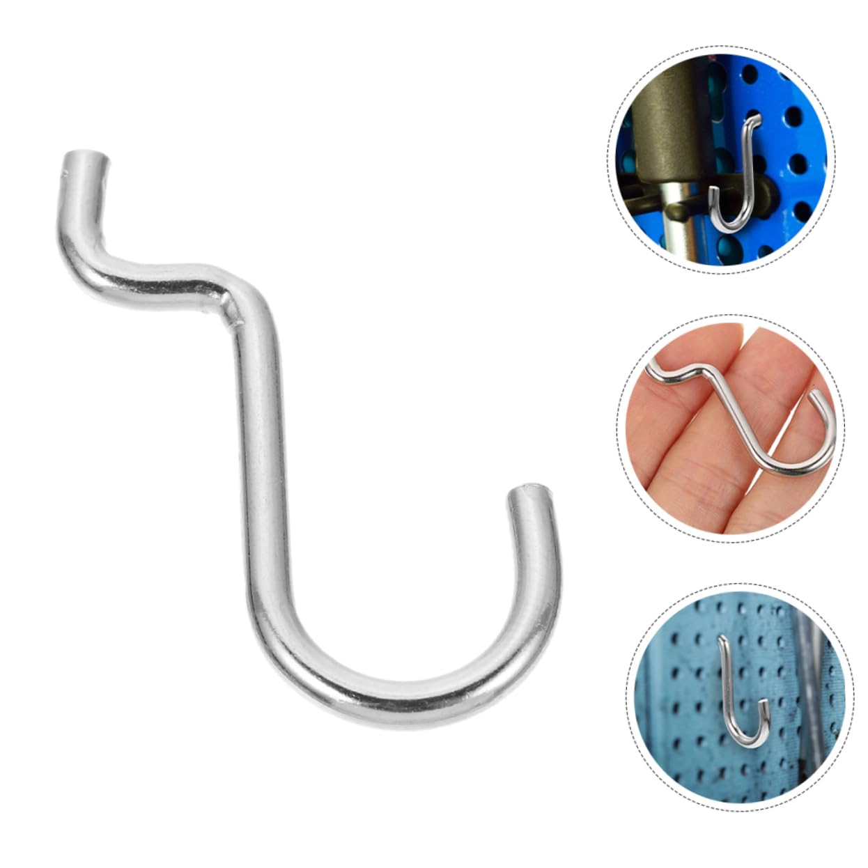 CIYODO Easy to Install 10 Pcs Iron Pegboard Hooks Heavy Duty Shelving Hooks for Garage Workshop Home Silver Color