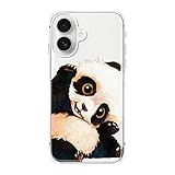 FancyCase Compatible with iPhone 17 Case (6.3inch)-Adorable Panda Design Cute Cartoon Animal Pattern Flexible TPU Protective Clear Case (Panda Cub)