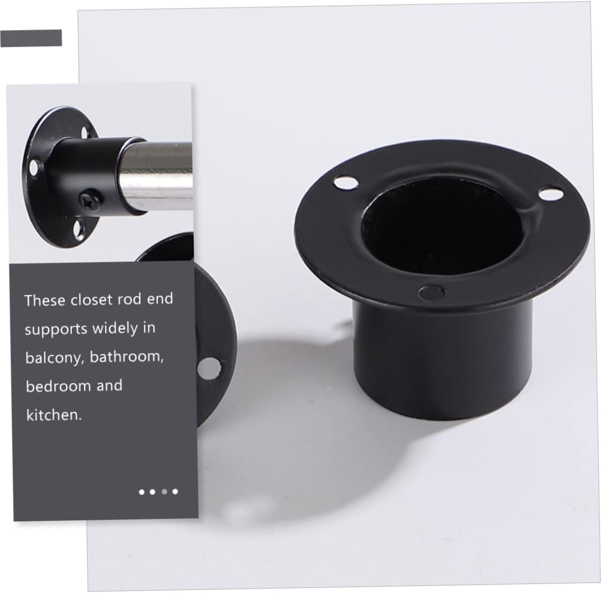 4pcs Stainless Steel Closet Rod Brackets Heavy Duty Easy Install Rustproof Fit for Bedroom Bathroom Balcony