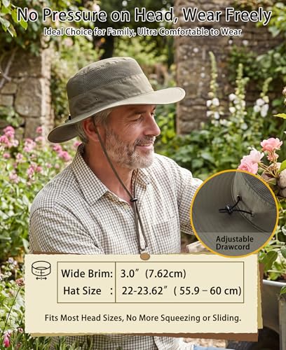 Image of Home Prefer UPF 50+ Men's Sun Hat Wide Brim Bucket Hat UV Protection Hat for Mens Womens Beach Safari Gardening Golf Fishing