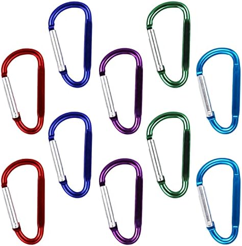 SZCXDKJ 10 Pcs Large Carabiner D Ring Clip Hook Keychain Camping Accessories for Outdoor, Fishing, Hiking, Traveling