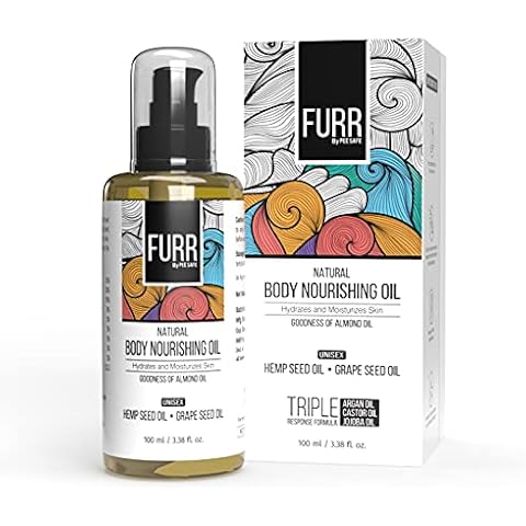 FURR By Pee Safe Natural Body Nourishing Oil - 100ml | Goodness of Almond, Argan, Jojoba, and Castor Oil | For Men and Women, Gold Cover