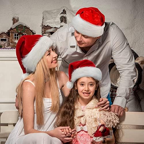 Santa hat christmas hats for Adult,Two-layers Novelty christmas hats for women men, Plush Xmas Luxury Santa Claus Hat, Thicken Fur Christmas Hat Decorations New Year gifts festival Party Supply