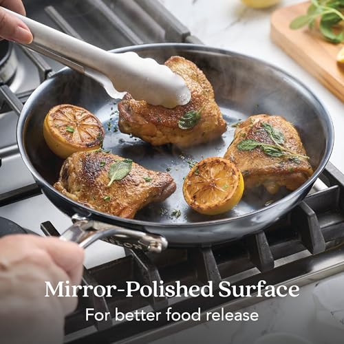 Anolon Everlast N2 Carbon Steel Frying Pan/Skillet with Helper Handle, Compatible with All Cooktops, Metal Utensil Safe, 10 Inch Open Fry Pan - Black by Anolon - Image 4