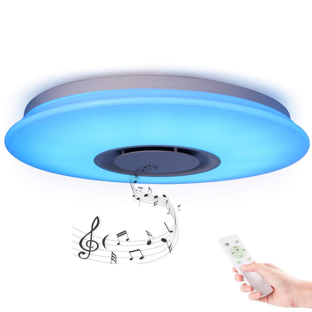 36W Ø50cm LED Plafonnier avec Bluetooth et Télécommande | APP Contrôle, Musique, 3000K-6500K Éclairage, RGB, Dimmable, pour Chambre, Chambre d'Enfants, Salon (Certification CE)