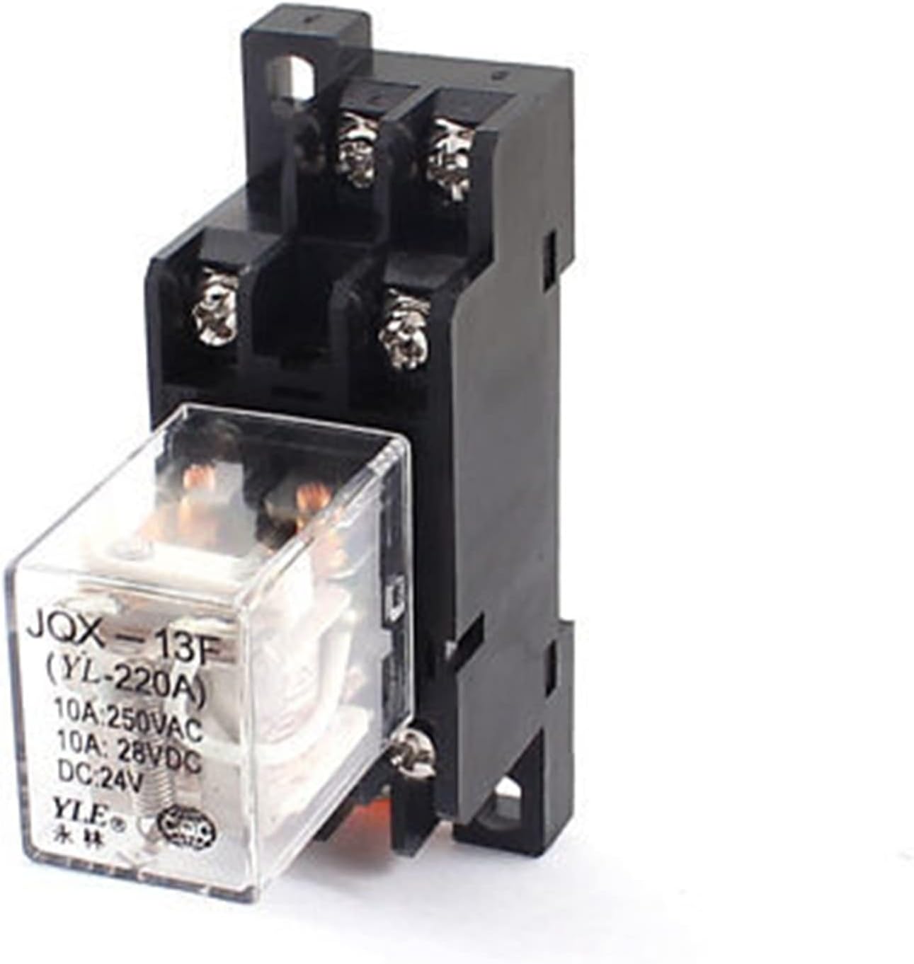 10pcs JQX-13F DC 24V Coil 35mm DIN Rail Mount DPDT 8Pin Power Relay + Socket