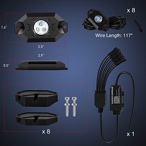 Image of Nilight RGB LED Rock Lights Kit 8PCS Underglow Pod Lights