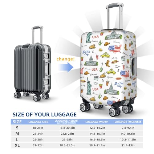 VOSERY Travel Luggage Cover - America Landmarks Washable Suitcase Covers Protector Fits 18-32 Inch Luggage4