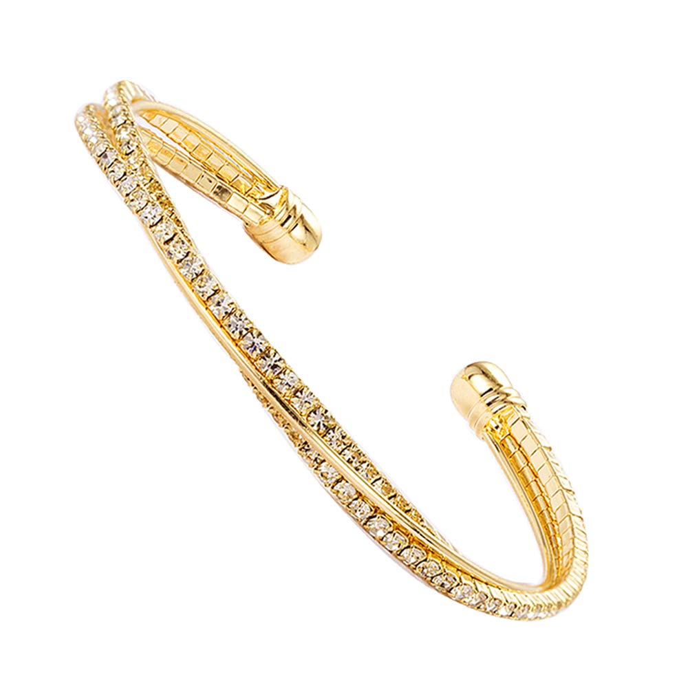 IDesign Valentine Day Gift Rhinestone Cuff Bracelet Bangle Sparkly Cute Bridesmaid Wedding jewelry gifts