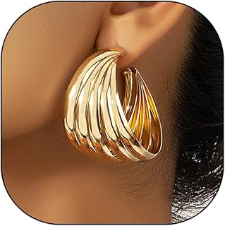 Gold Chunky Statement Earring for Prom Party,Oversized Exaggerated Dangl...