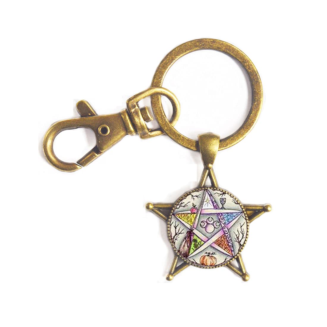 Pentagram Keychain,Pentacle Keychain,Wicca Keychain,Pagan Keychain,Wiccan Jewellery,Pagan Gift,Handmade Jewelry，PU084