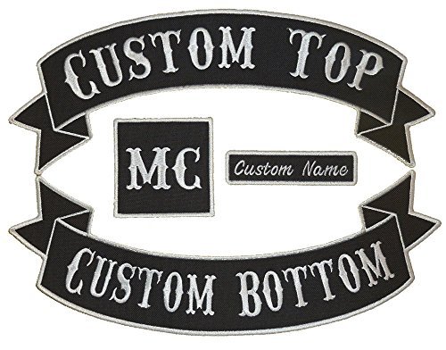 Custom Embroiderd Full Vest Biker 4pc Patch Set - 13