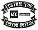 Custom Embroiderd Full Vest Biker 4pc Patch Set - 13" Top & Bottom Rockers, 1x4 Name Tag, 3" Square - Banner Style (Black)