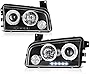 VIPMOTOZ LED Halo Ring Black Housing Projector Headlight Headlamp Assembly For 2006-2010 Dodge Charger Halogen Model, Driver & Passenger Side