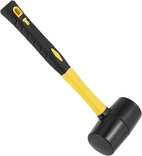 Miniatura 5 de 3 martillos de mazo de goma negra de 16 onzas, mazo de goma con mango antideslizante para camping, carpintería y suelos